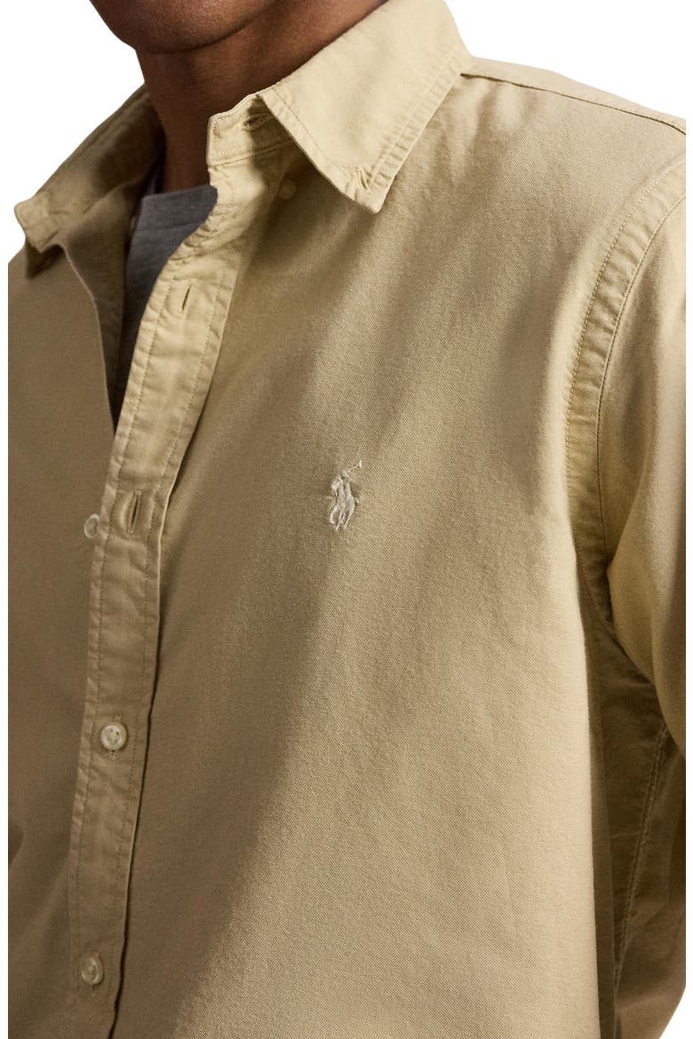 Classic Fit Garment Dyed Cotton Oxford Shirt, Alternate, color, DUNE TAN