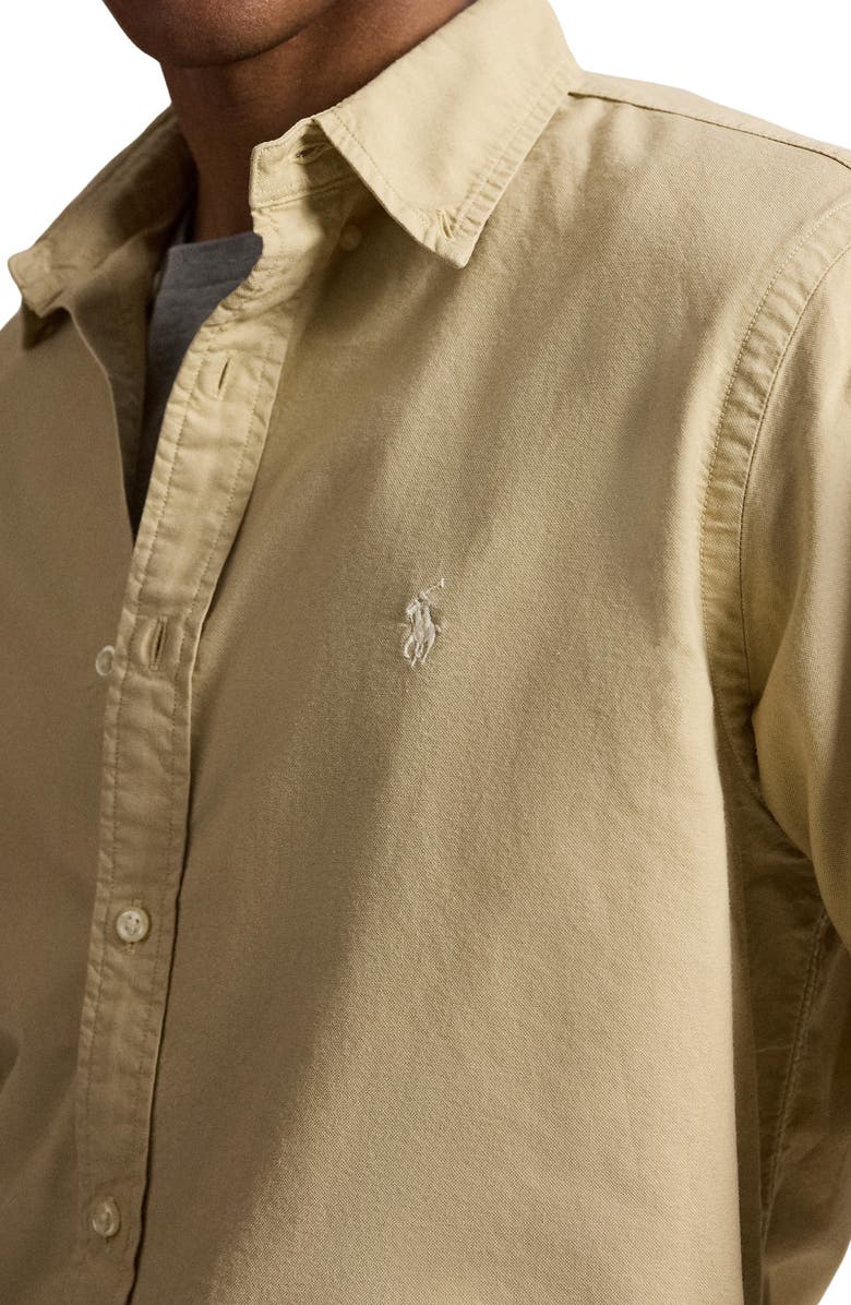 Polo Ralph Lauren Classic Fit Garment Dyed Cotton Oxford Shirt, Alternate, color, Dune Tan