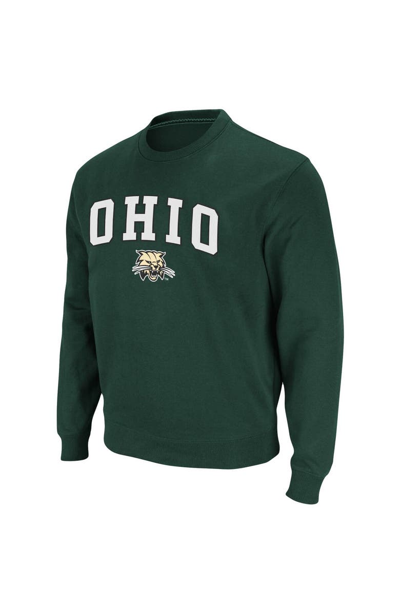 COLOSSEUM Men's Colosseum Green Ohio Bobcats Arch & Logo Tackle Twill Pullover Sweatshirt, Alternate, color, Green