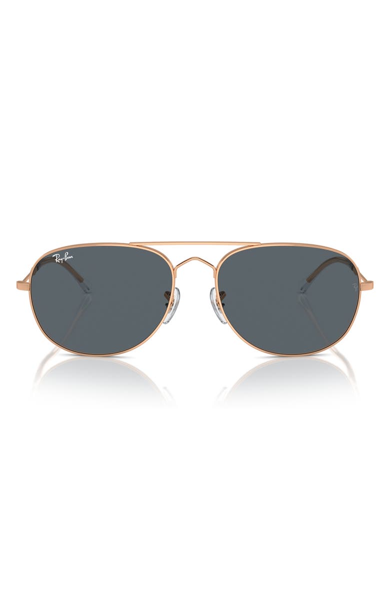 Ray-Ban Bain Bridge 57mm Pillow Aviator Sunglasses, Main, color, Rose Gold
