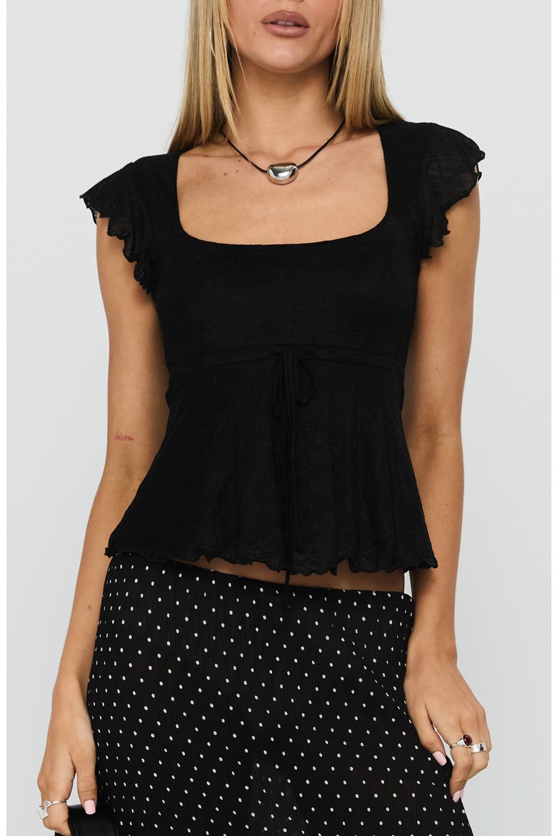 Auroraah Frill Babydoll Top, Main, color, BLACK