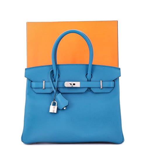 Pre-owned Hermes Hermes Birkin Handbag Blue Epsom With Palladium Hardware 30 In Blue