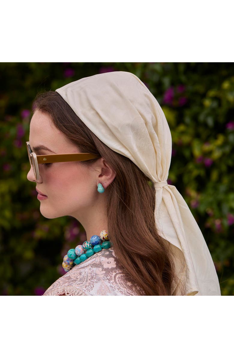 Lele Sadoughi Sophia Silk Scarf Cap, Alternate, color, Ivory