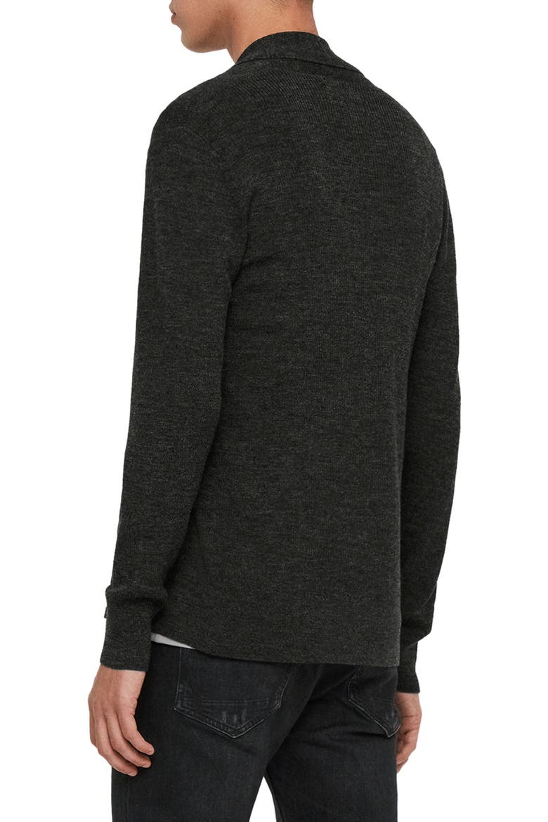 Mode Slim Fit Merino Wool Cardigan, Alternate, color, CINDER BLACK MOULINE