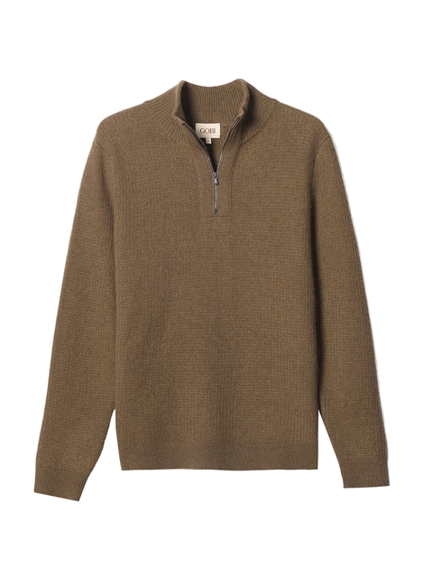 Men's Cashmere Waffle Knit Half-Zip Sweater