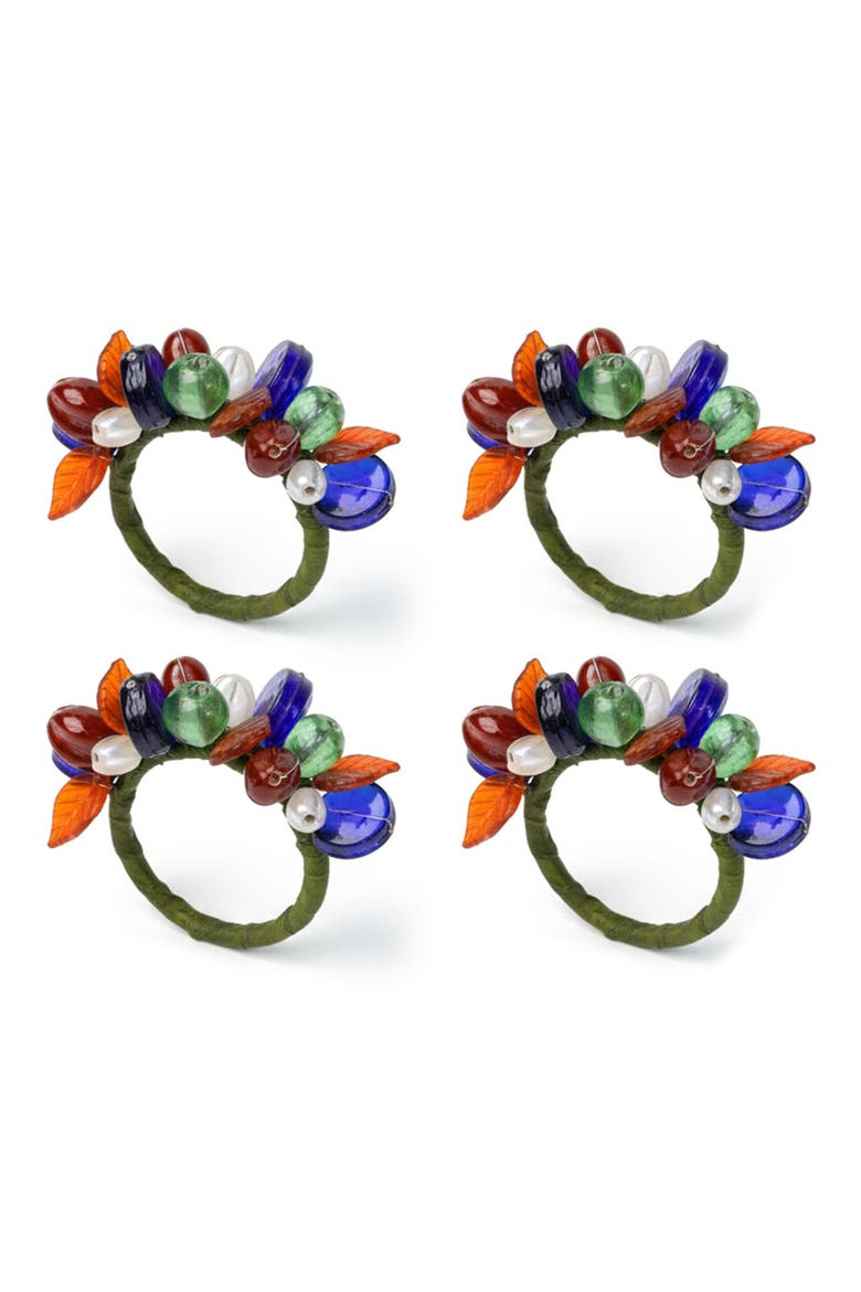 Forest Cluster Set of 4 Napkin Rings, Main, color, GREEN/ BLUE