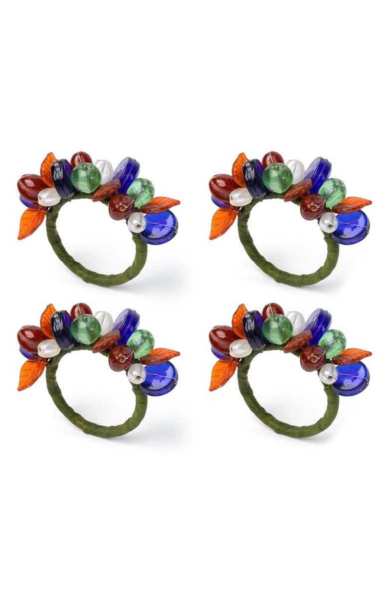 Tiramisu Forest Cluster Set of 4 Napkin Rings, Main, color,