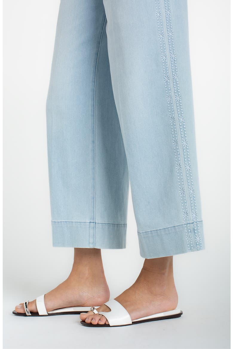 Stride Embroidered High Waist Crop Wide Leg Jeans, Alternate, color, MARINE FLOWERS