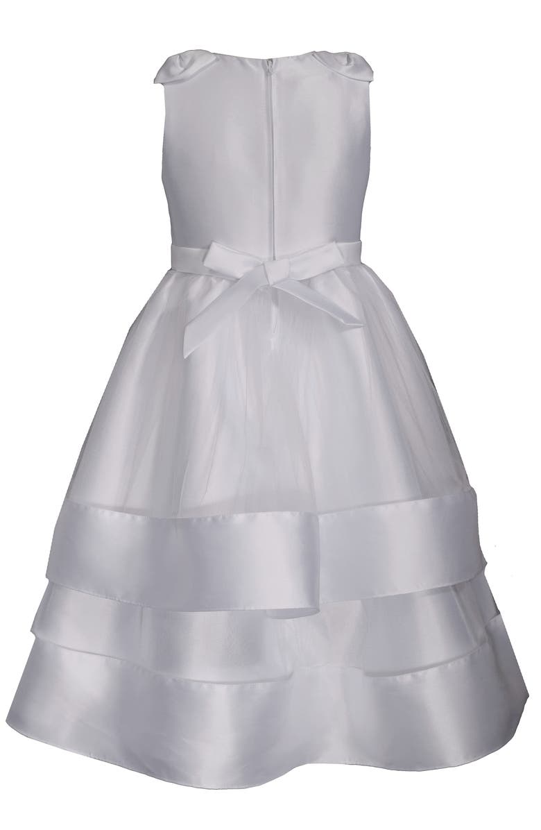 Iris & Ivy Tiered Shantung Communion Dress, Alternate, color, White