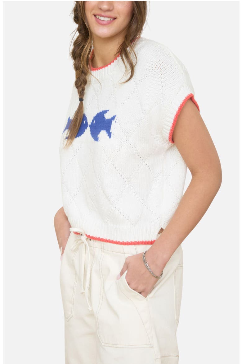 Graphic Cotton Blend Sweater, Alternate, color, CREAM