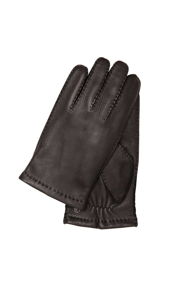 Premium Deer Skin Touchscreen Gloves with Wool Lining, Main, color, black