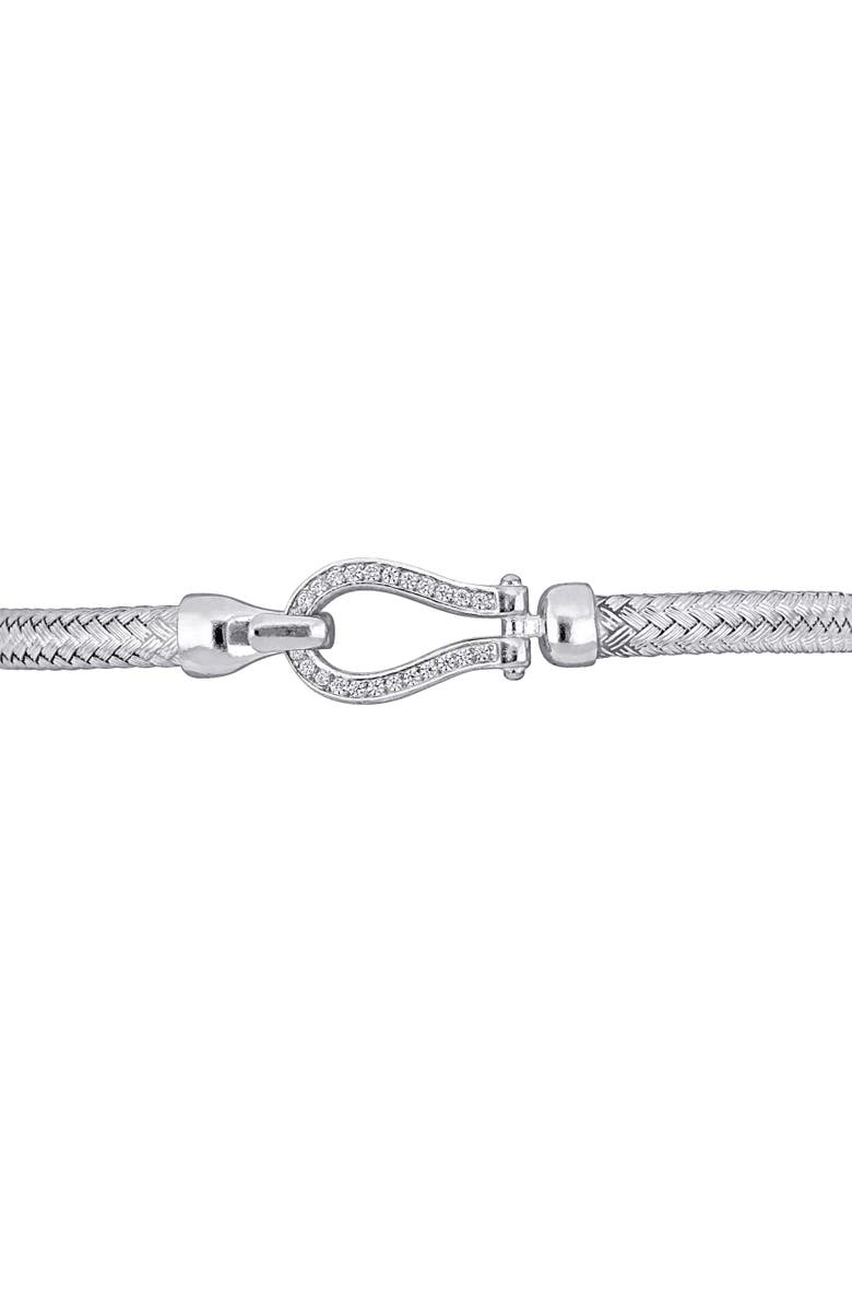 Julianna B. Cubic Zirconia Weave Bangle Bracelet Sterling Silver, Alternate, color, Sterling Silver