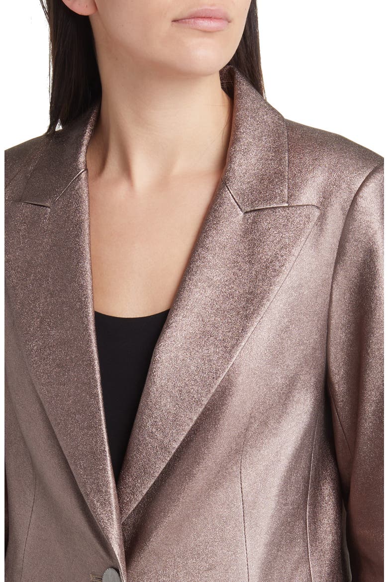 Metallic Longlinge Faux Leather Blazer, Alternate, color, METALLIC