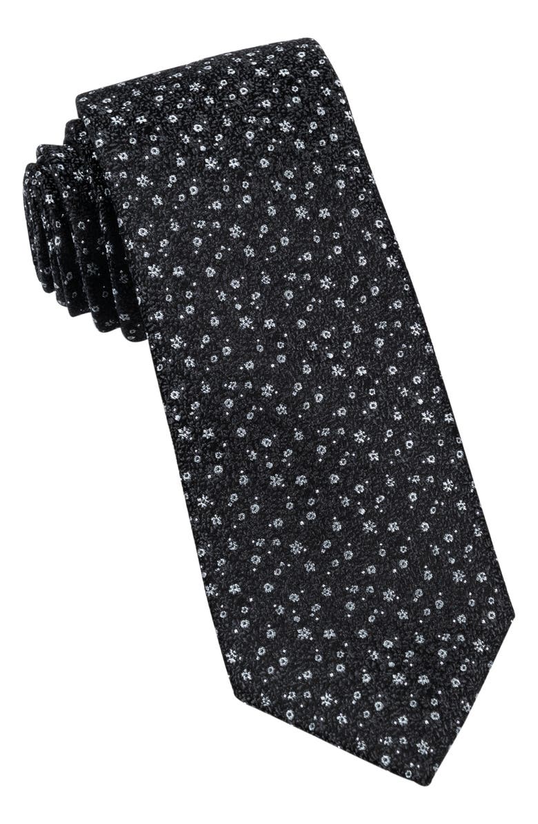 W.R.K Mini Floral Silk Tie, Main, color, Black