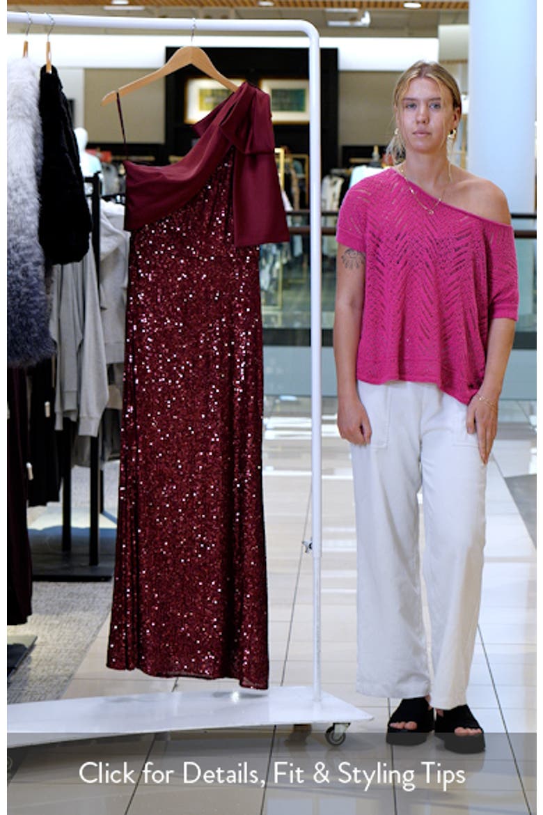 Sequin Bow One-Shoulder Column Gown video