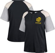 '47 Women's '47 Black Michigan Wolverines Underline Harvey Colorblock Raglan Henley T-Shirt