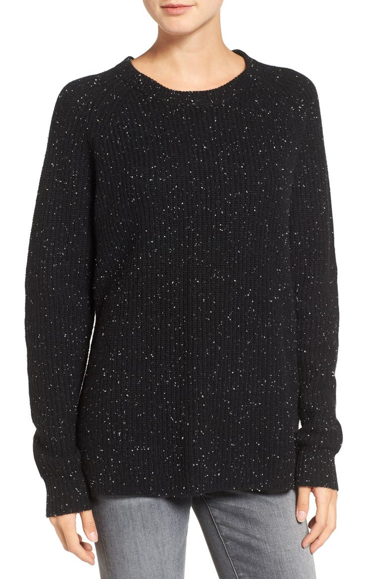 Convertible Cashmere Turtleneck Sweater, Alternate, color, DONEGAL EBONY
