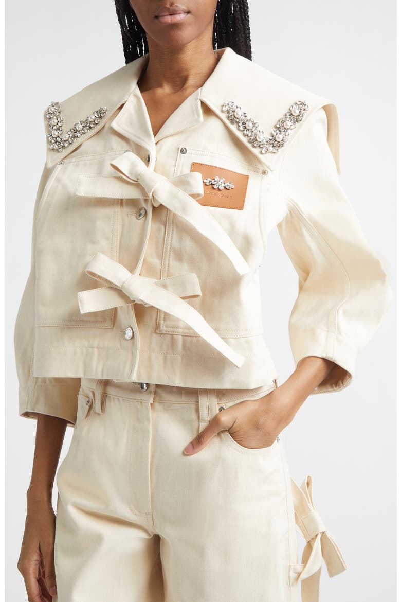 Cropped Sailor Collar Workwear Jacket, Alternate, color, ECRU/ PEARL/ CLEAR