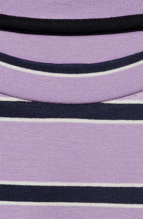 Mango Stripe Oversize Jersey T-shirt In Purple