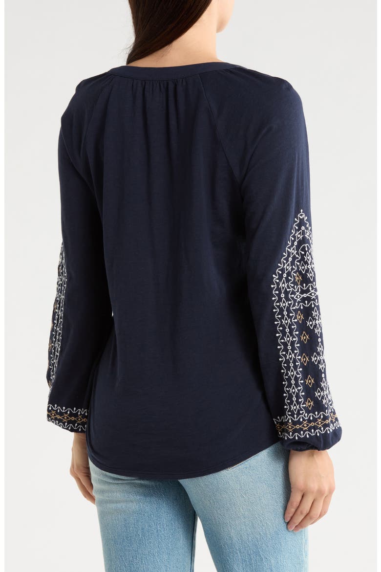 Solstice Embroidered Cotton Blouse, Alternate, color, DARK INDIGO