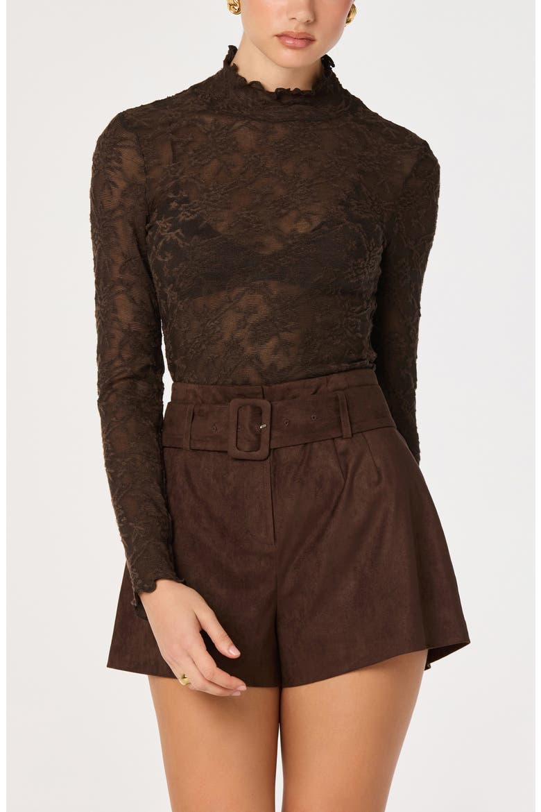 Rain High Waist Belted Shorts, Alternate, color, ESPRESSO