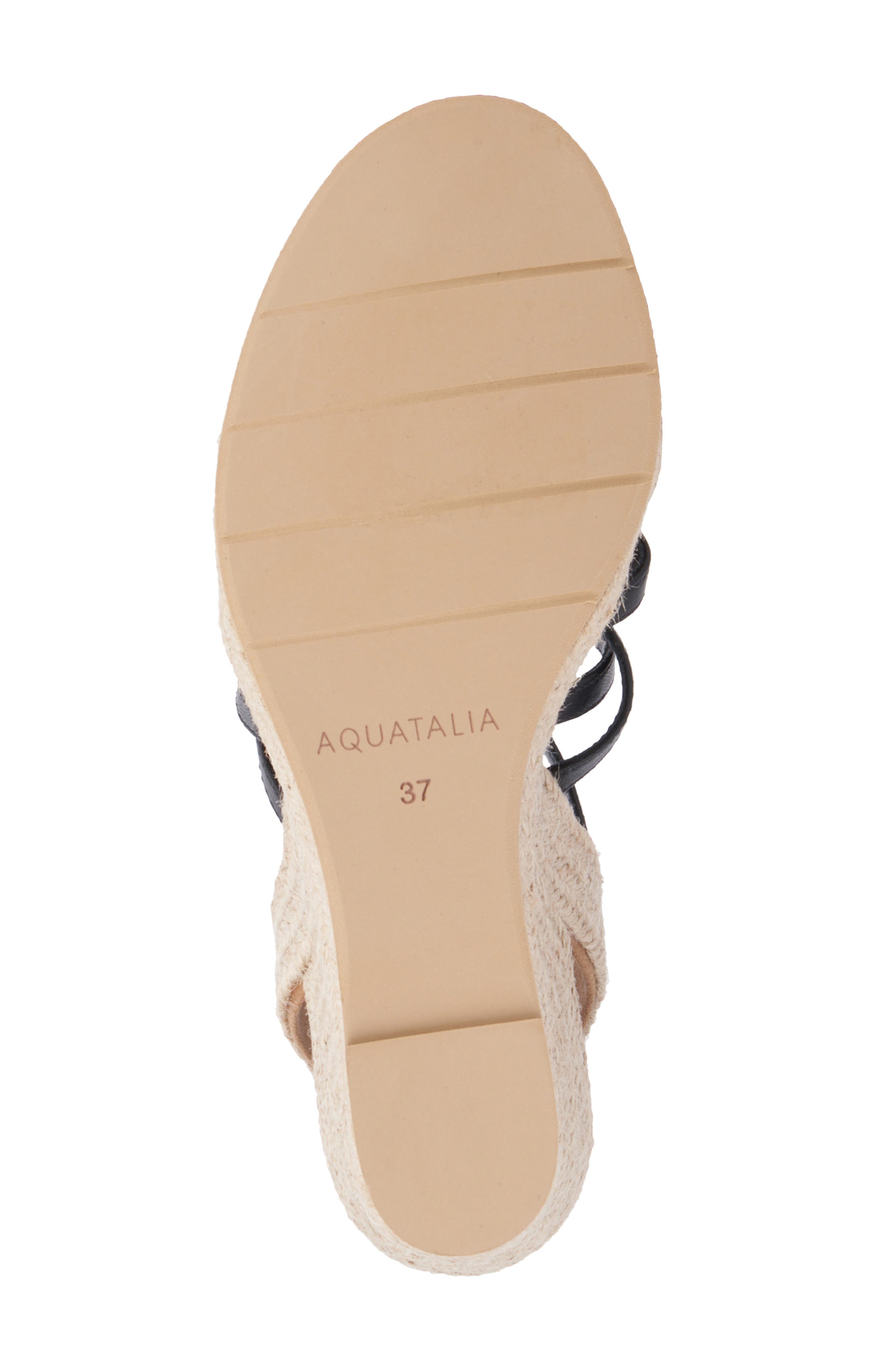 Aquatalia Jenni Water Repellent Ankle Strap Espadrille Platform Wedge Sandal, Alternate, color, Black