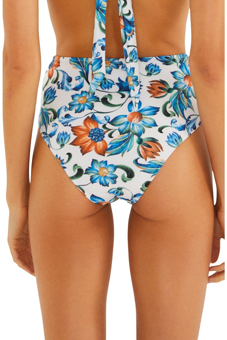 Flora Tile High-Waist Bikini Bottoms, Alternate, color, FLORA TILE OFF-WHITE