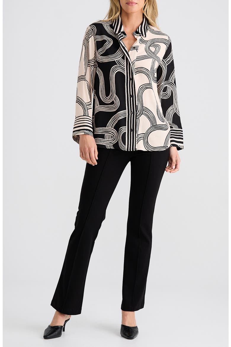 Lucy Print Button-Up Shirt, Alternate, color, INK LINES MULTI