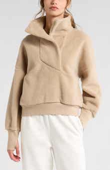 Zella Faux Shearling Funnel Neck Pullover