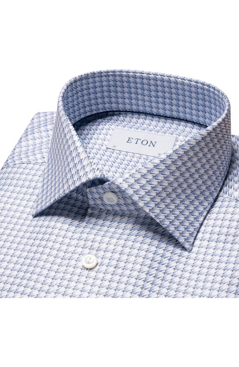 Eton Contemporary Fit Houndstooth Check Cotton Dress Shirt, Alternate, color, 