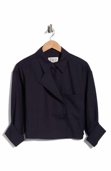 TWP Next Chapter Wool Blend Crop Button-Up Shirt