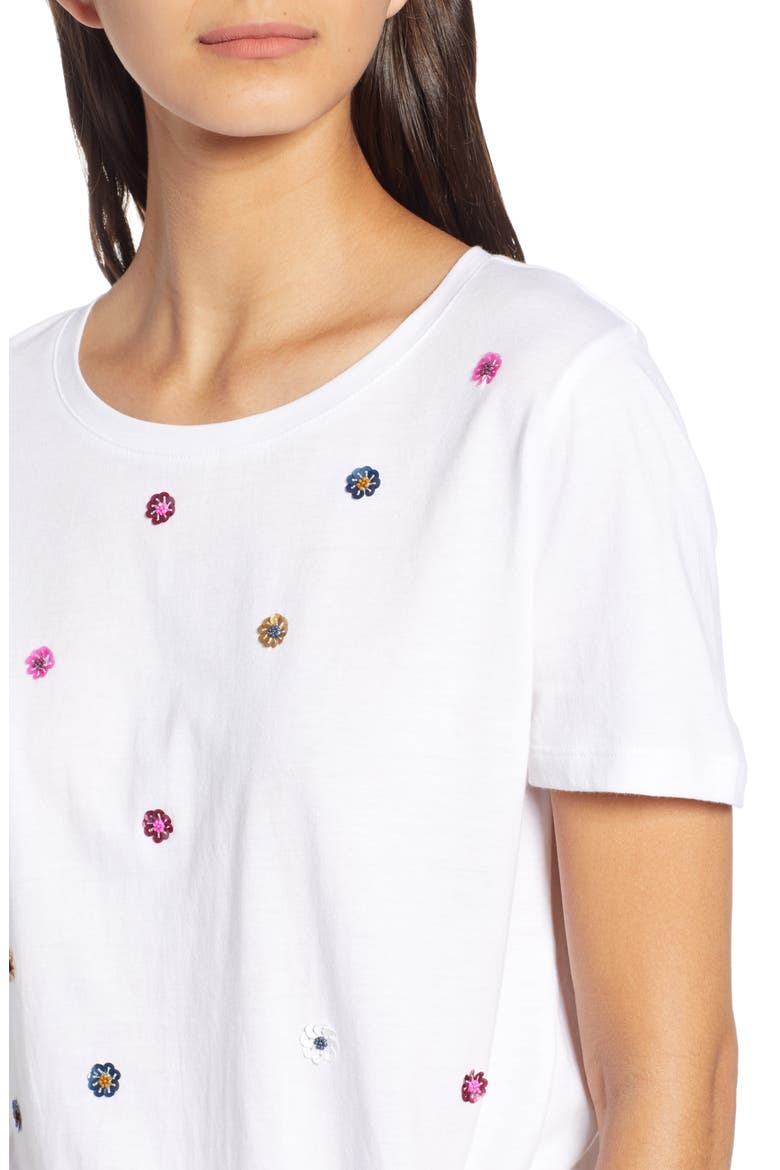 Embellished Tee, Alternate, color, WHITE- NAVY EMBELLISHMENT