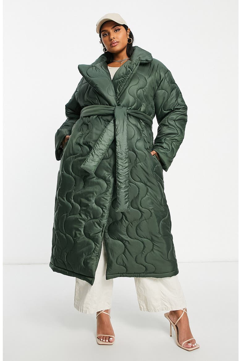 Curve Longline Quilted Jacket, Alternate, color, KHAKI