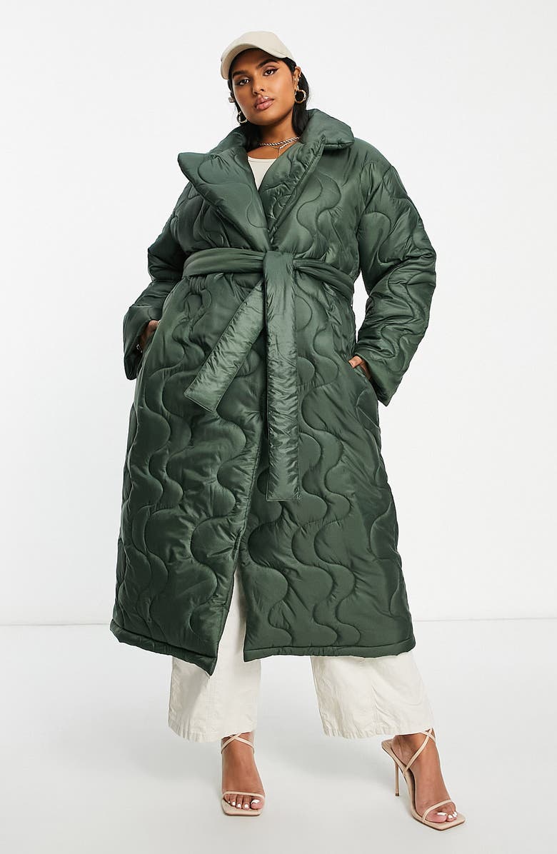 ASOS DESIGN Curve Longline Quilted Jacket, Alternate, color, 