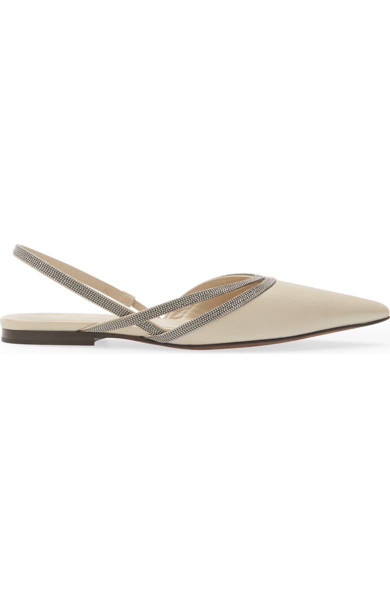 Brunello Cucinelli Monili Trim Pointed Toe Slingback Flat, Alternate, color,
