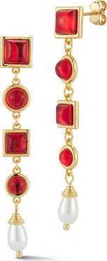 CHLOE AND MADISON CZ & Faux Pearl Vintage Drop Earrings