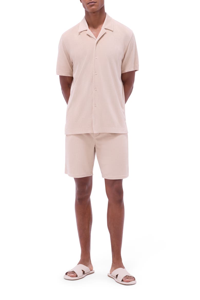 Terry Cloth Camp Shirt, Alternate, color, SAND