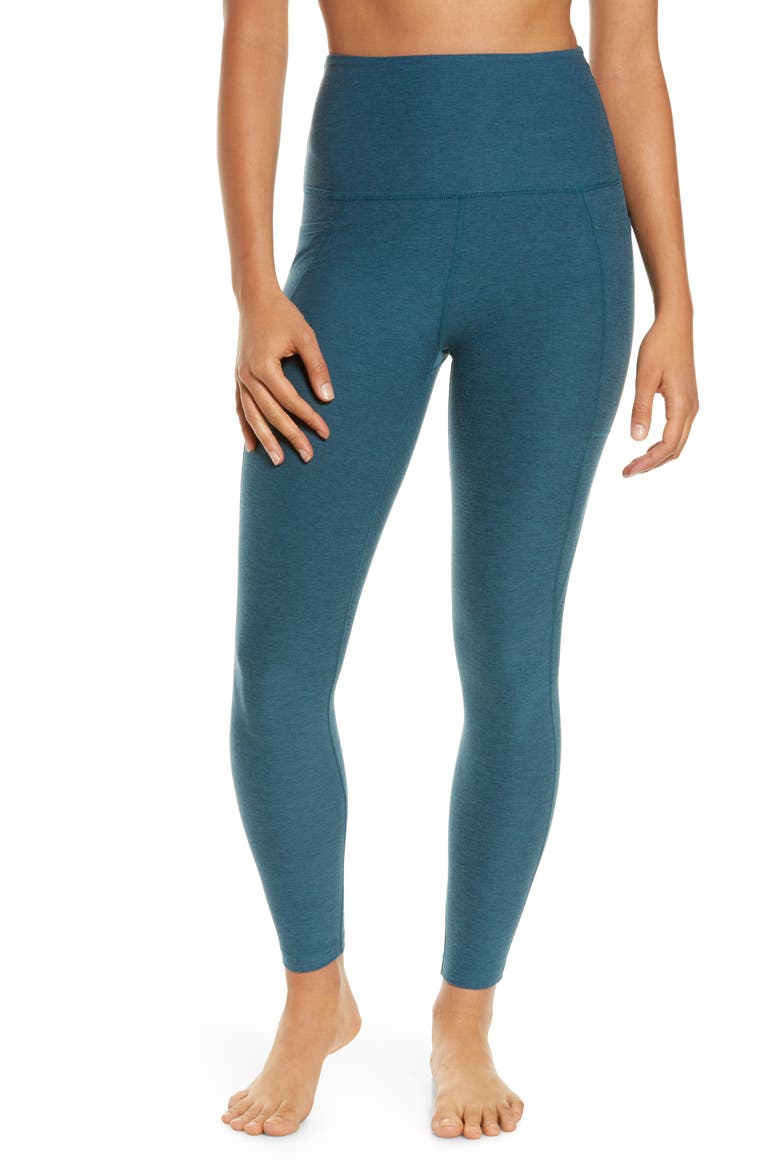 Everyday Space Dye High Waist Pocket Leggings, Main, color, STELLAR BLUE HEATHER