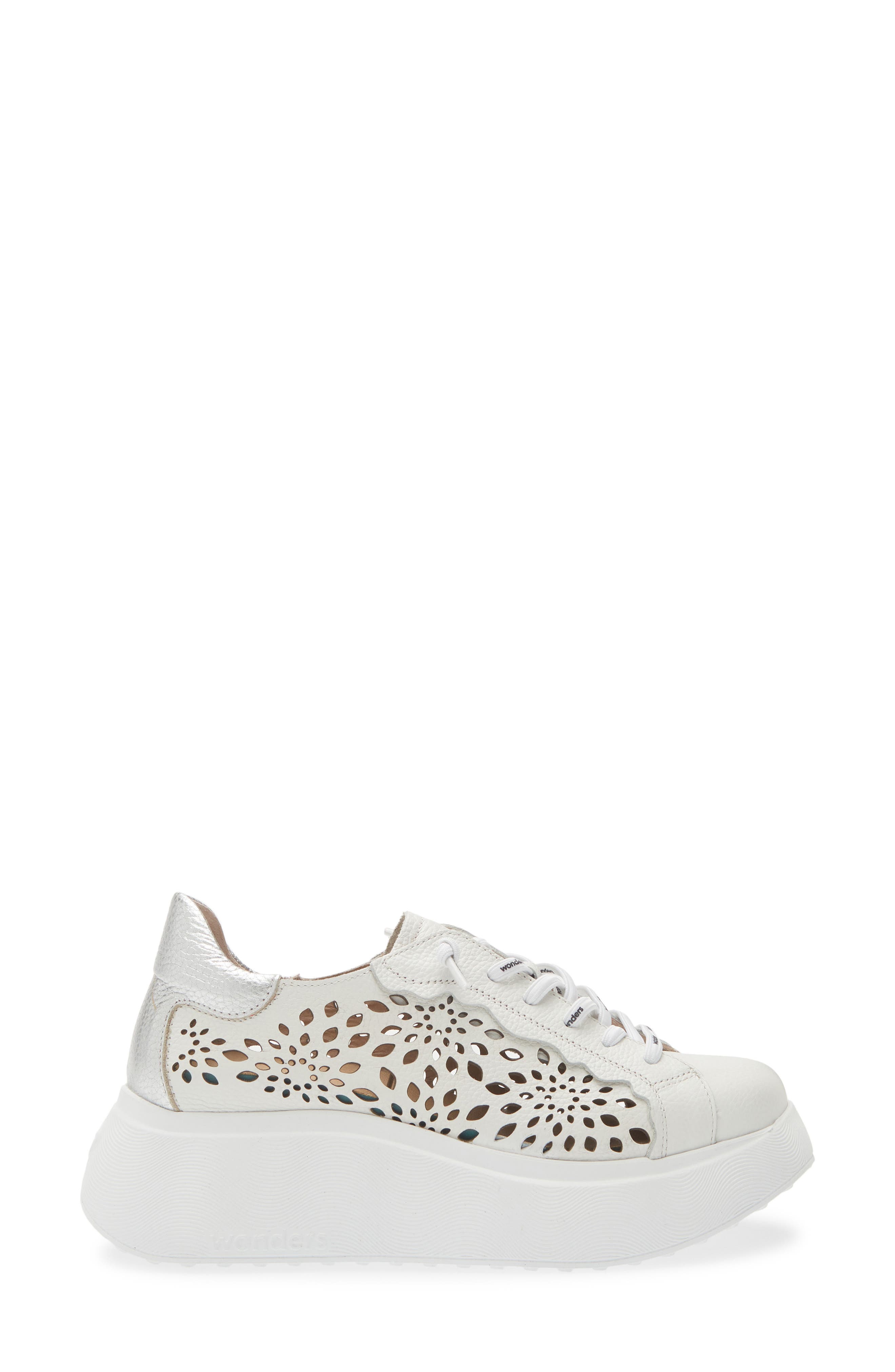 Laser Cutout Platform Sneaker, Alternate, color, OFF WHITE/ PLATA