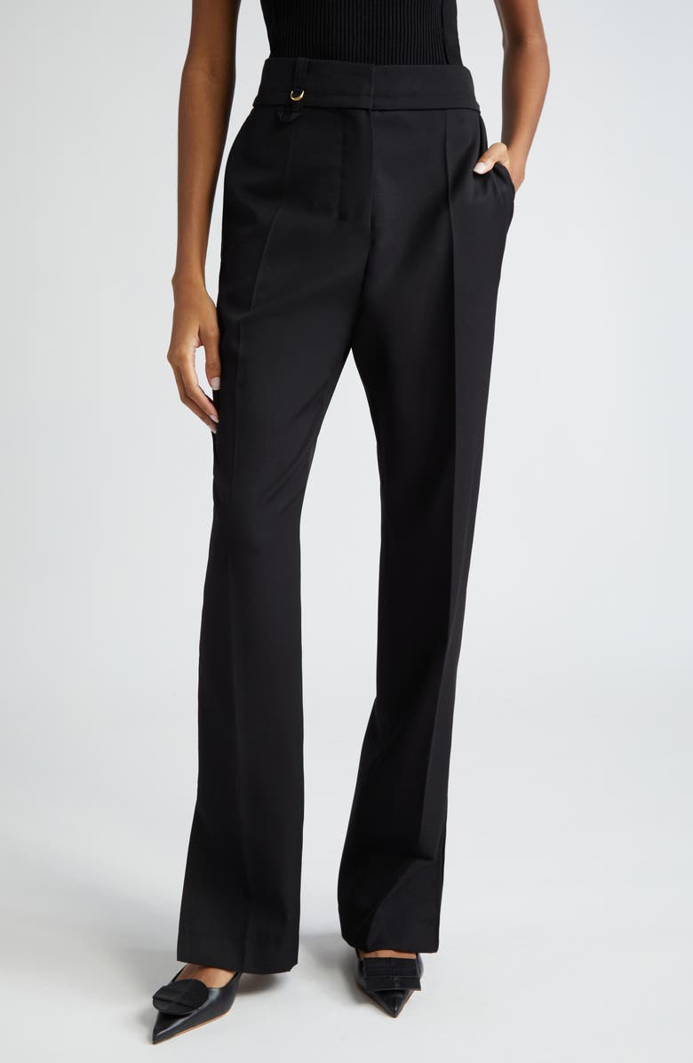 Jacquemus Le Pantalon Tibau Split Hem Wool Pants, Main, color, Black