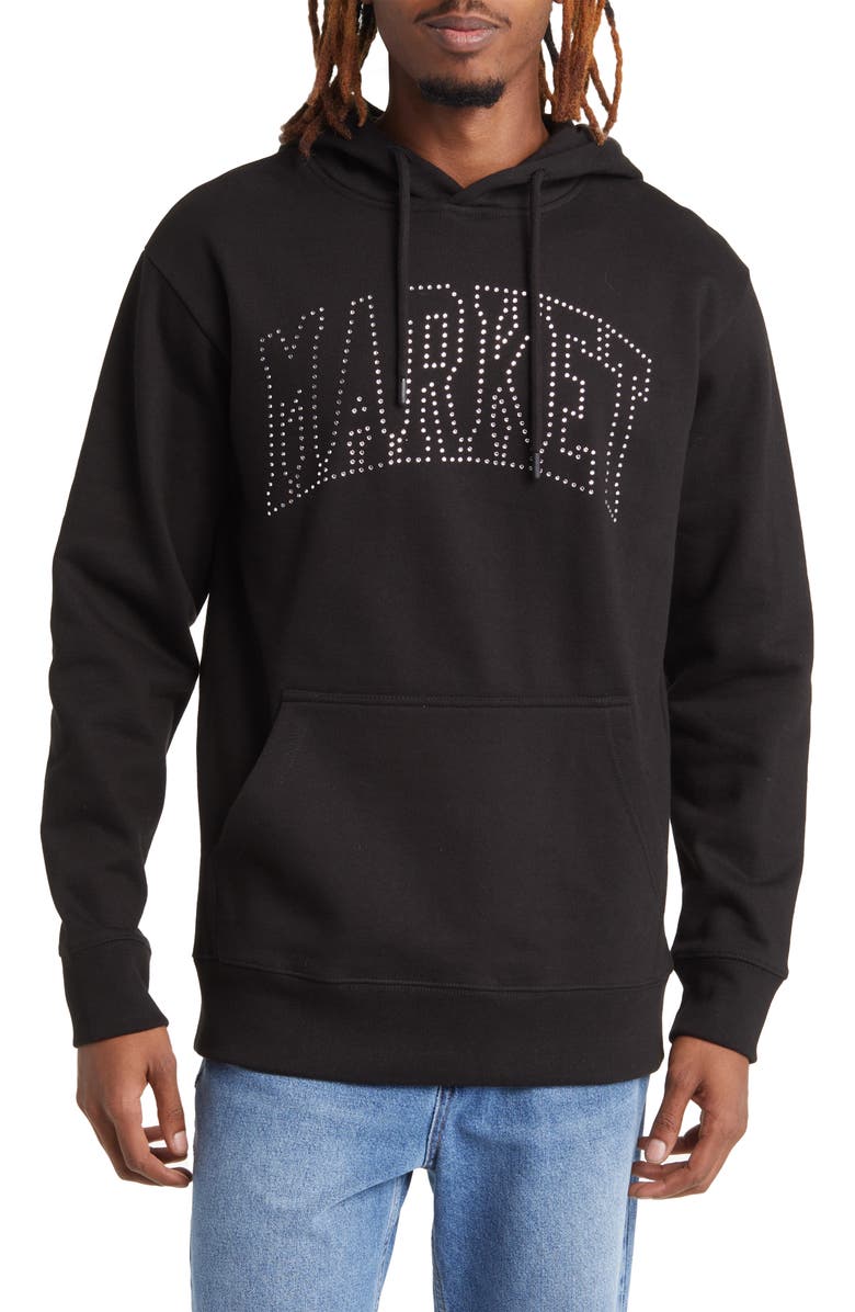 MARKET Arc Swarovski<sup>®</sup> Crystal Embellished Cotton Logo Hoodie, Main, color, 