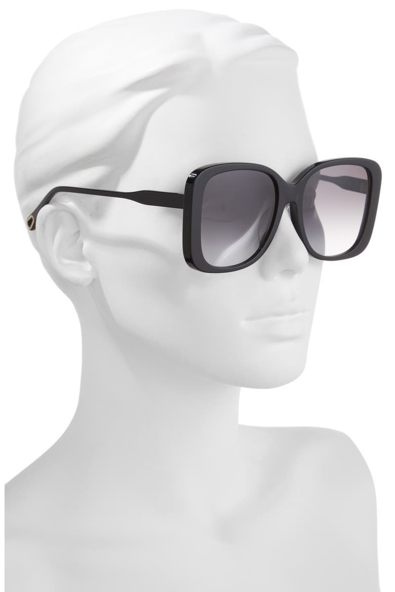 57mm Square Sunglasses, Alternate, color, BLACK BLACK GREY