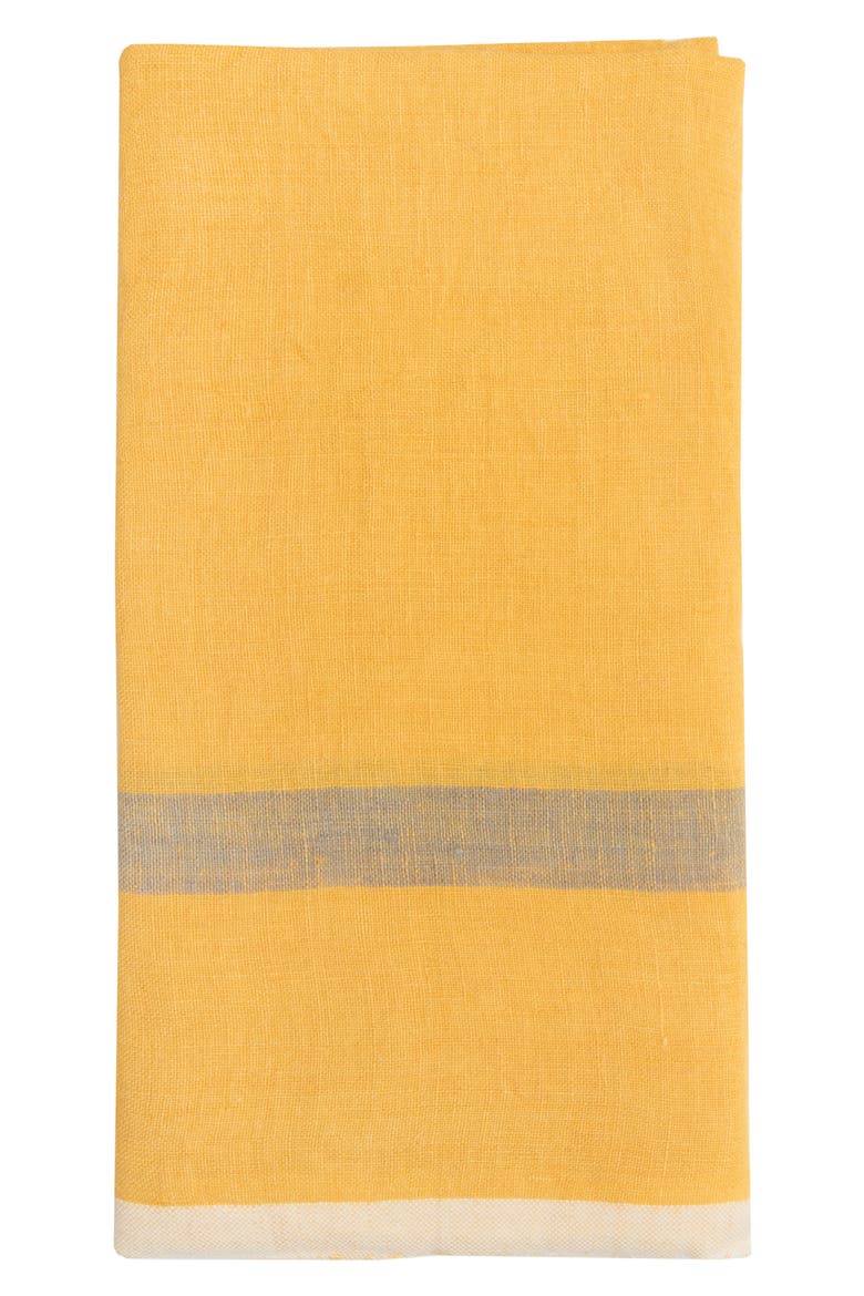 Set of 2 Laundered Linen Tea Towels, Alternate, color, MUSTARD/GREY