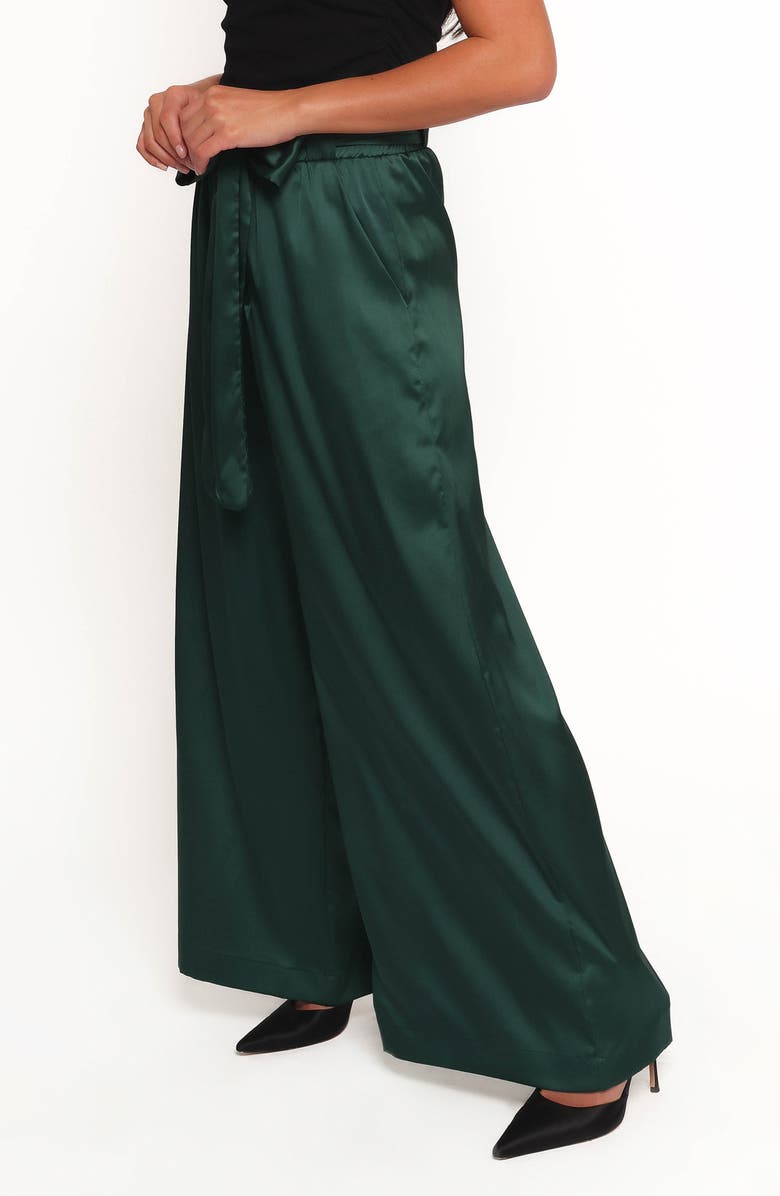 Petal & Pup Alie Satin Wide Leg Pants, Alternate, color, Emerald