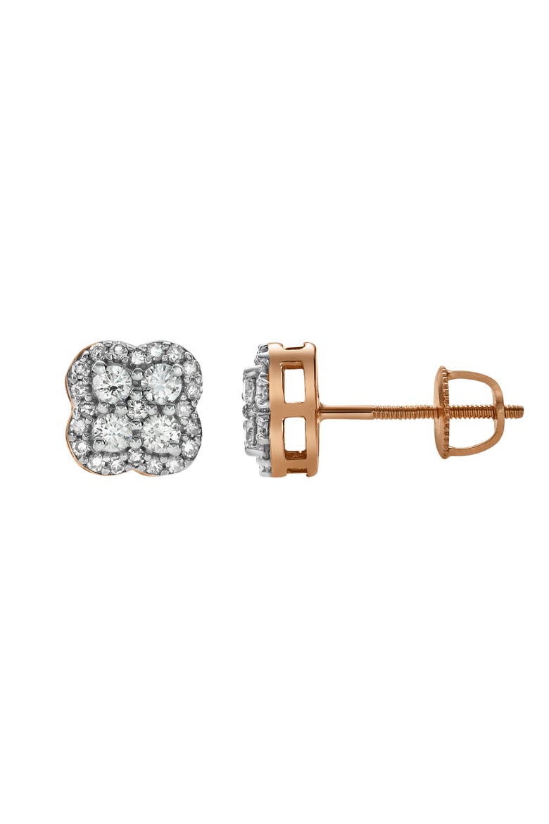 Clover 14K Gold Diamond Stud Earrings - 0.5ct., Alternate, color, 14K Rose Gold
