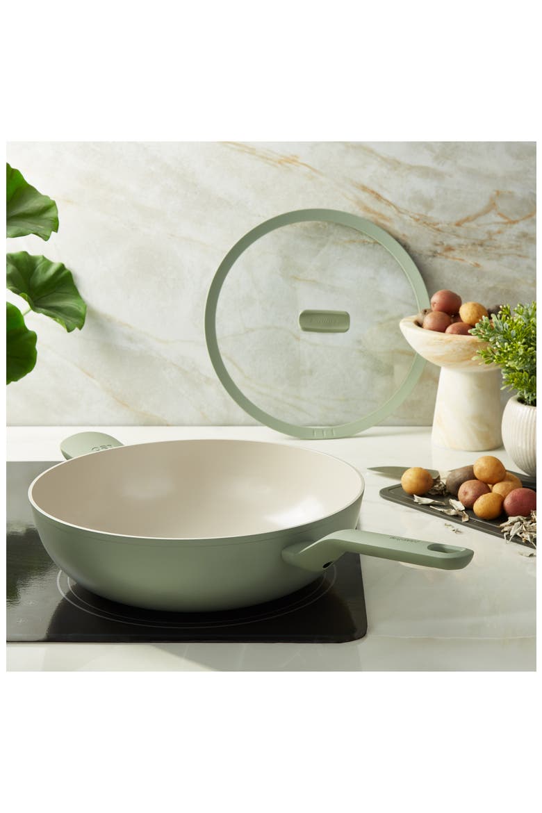 Leo Balance Nonstick Wok & Lid Set, Alternate, color, SAGE