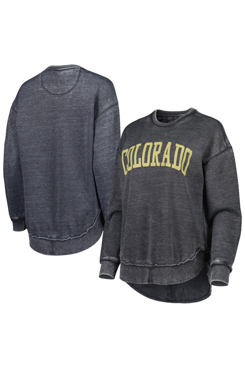 Women's Pressbox Black Colorado Buffaloes Vintage Wash Pullover Sweatshirt, Main, color, Black