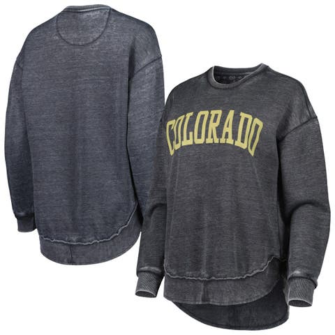 Women's Pressbox Black Colorado Buffaloes Vintage Wash Pullover Sweatshirt