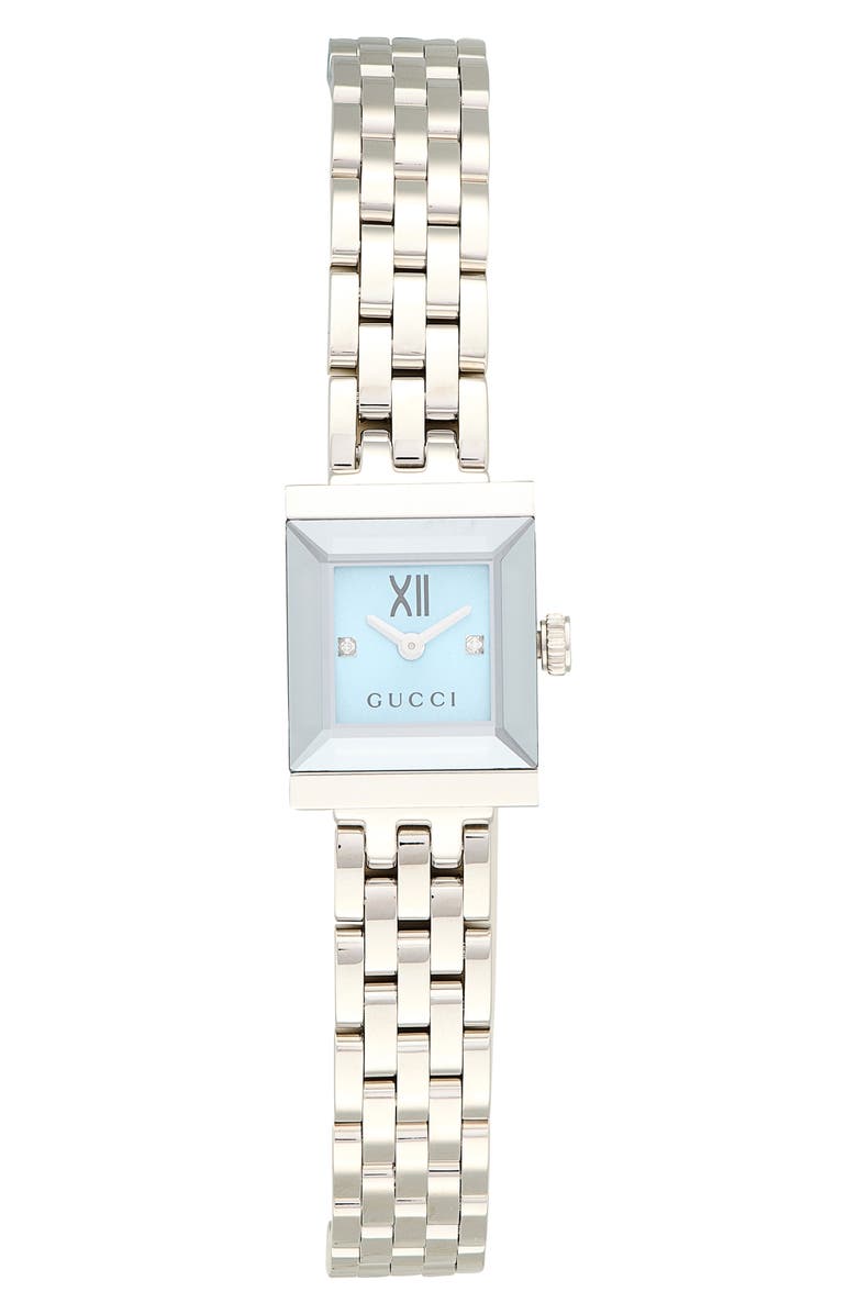 Gucci G-Frame Blue Dial Square Bracelet Watch, 14mm x 18mm, Main, color, 