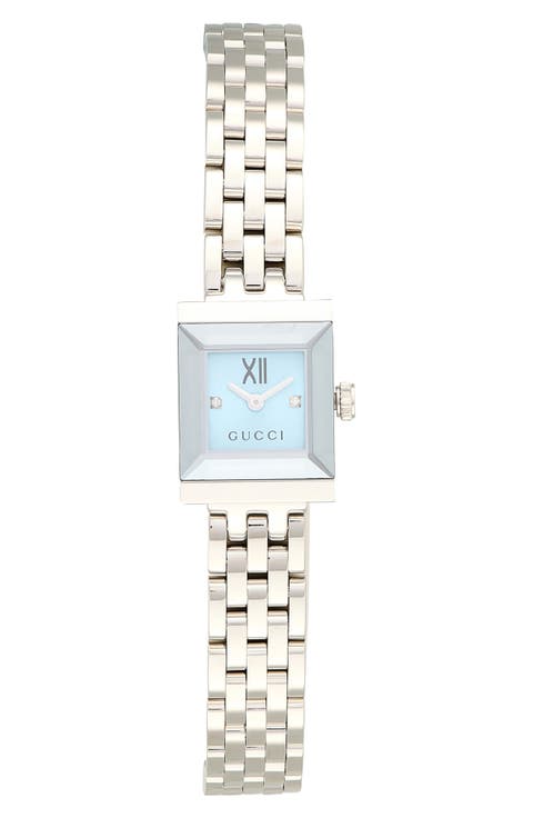 G-Frame Blue Dial Square Bracelet Watch, 14mm x 18mm